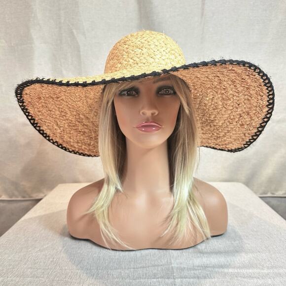 L*SPACE Dean Hat Straw Beach Summer Sun Hat Inner Elasticized Rim